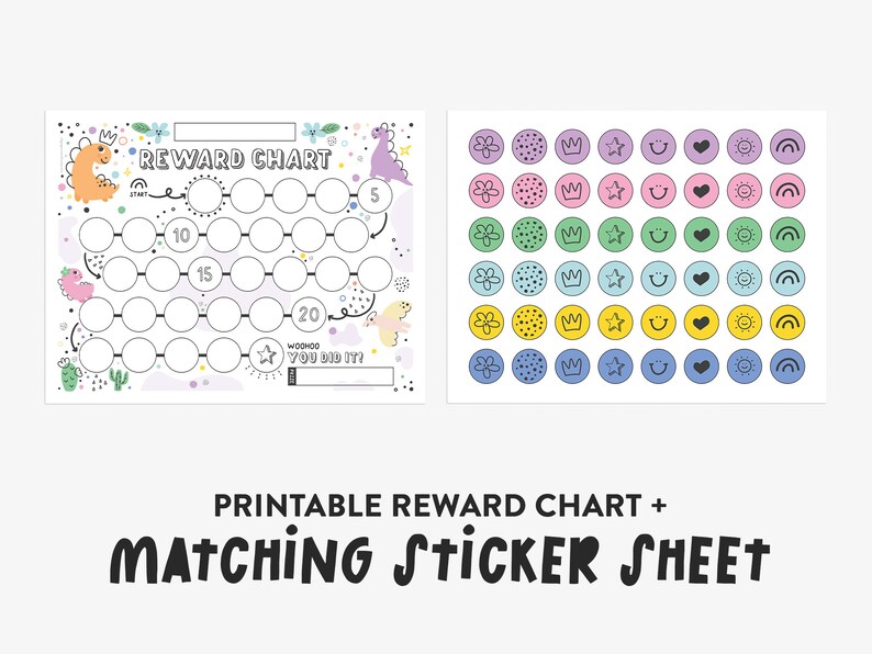 Dinosaur Reward Chart: Kids Chore Chart With Stickers (PDF) - Etsy