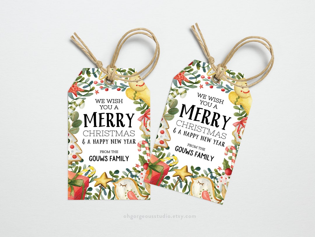 Merry Christmas Gift Tag Printable | Editable Holiday Favor (digital ...