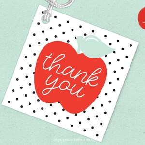 Red Apple Thank You Tag: Teacher Appreciation Gift (digital Download ...