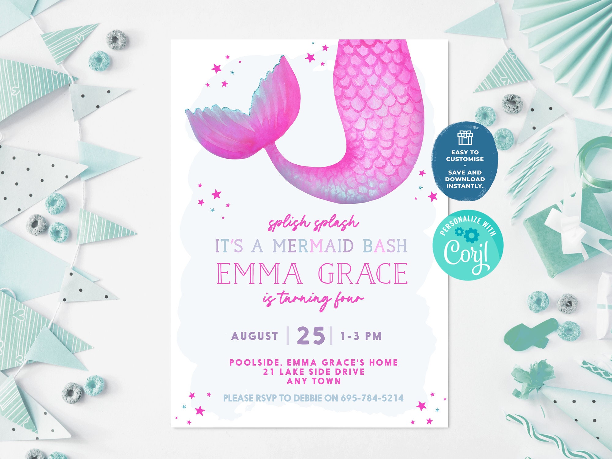 Little Mermaid 2nd Birthday Invite - Etsy
