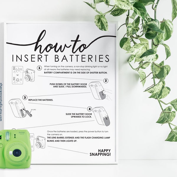 Instax Mini 11 Photo Guestbook Sign | Camera Instructions Printable, 8x10 5x7 Wedding Sign, How To Load Batteries, PDF INSTANT DOWNLOAD
