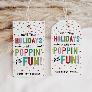 Poppin' Holidays Gift Tag: Printable Christmas Tag (editable, PDF) - Etsy