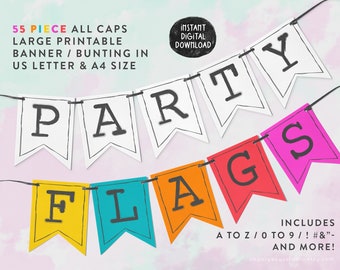 DIY Printable Banner: All Caps Alphabet, Numbers (Instant Download)