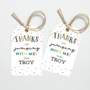 Jump Party Thank You Tag | Editable Party Favor Tags, Printable Download, Bounce Party, Boys Birthday Party, Cute Jump Birthday Party
