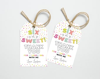Six is Oh so Sweet Thank You Tags: 6th Birthday Party Favors - Main Image