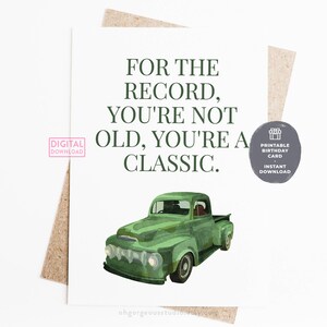 Invitation d’anniversaire imprimable de voiture classique | Carte d’anniversaire pour les amateurs de voitures, impression de carte de voiture vintage, téléchargement instantané, fichier PDF US Letter Size.