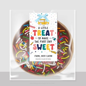 A Little Treat To Make Your First Day Sweet Tag | School Gift Tag, Back To School Printable, First Day of School Gift Tag, Instant Download