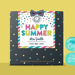 End of School Year Tags | Happy Summer Printable, Teacher Thank You, Last Day of School, Classmate School Preschool, Printable Download