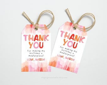 Art Birthday Party Favor Tags: Editable Thank You (Printable)