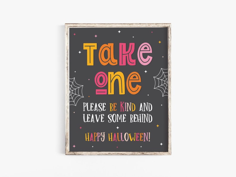 Take One Candy Halloween Printable Trick or Treat 8x10 Sign, Instant ...