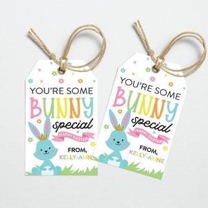 Afdrukbare paashaas cadeaukaartje voor kinderen | Je bent een konijntje speciale cadeautag, bewerkbare gunsttag, Pasen afdrukbaar voor klasvriendschool