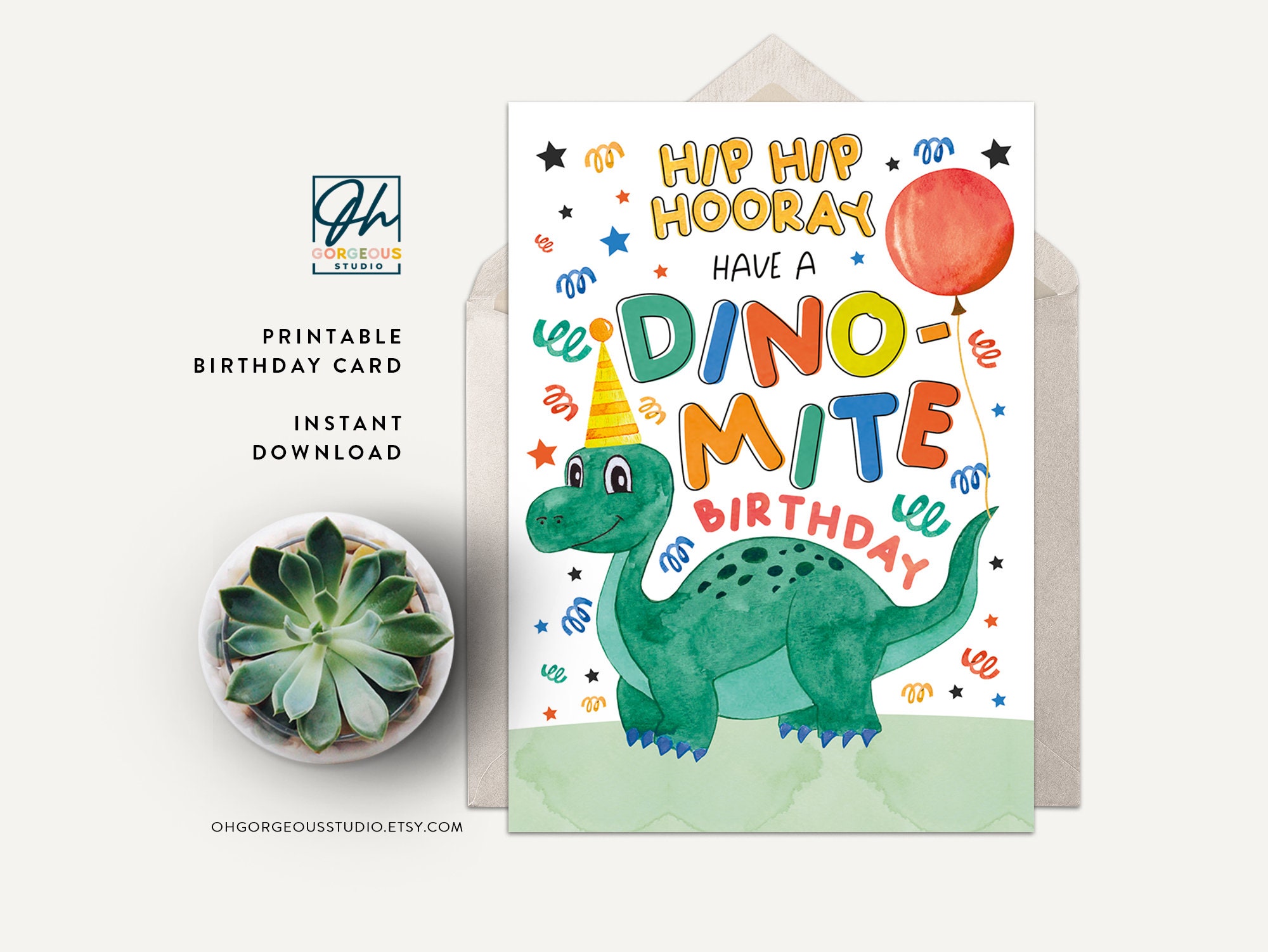 Dinosaur Birthday Card Printable Dinosaur Card for Any Age - Etsy