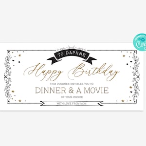 Editable Event Golden Ticket, Print at home Birthday Voucher, Digital Gift Voucher, Surprise Ticket, Edit in Corjl, Last Minute Gifts Idea