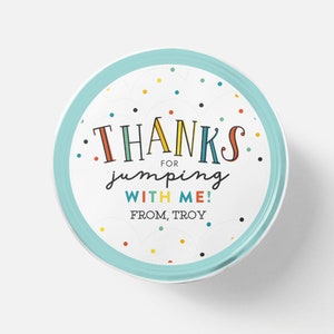 Jump Party Thank You Tag: Editable Favor Sticker (Printable Download)