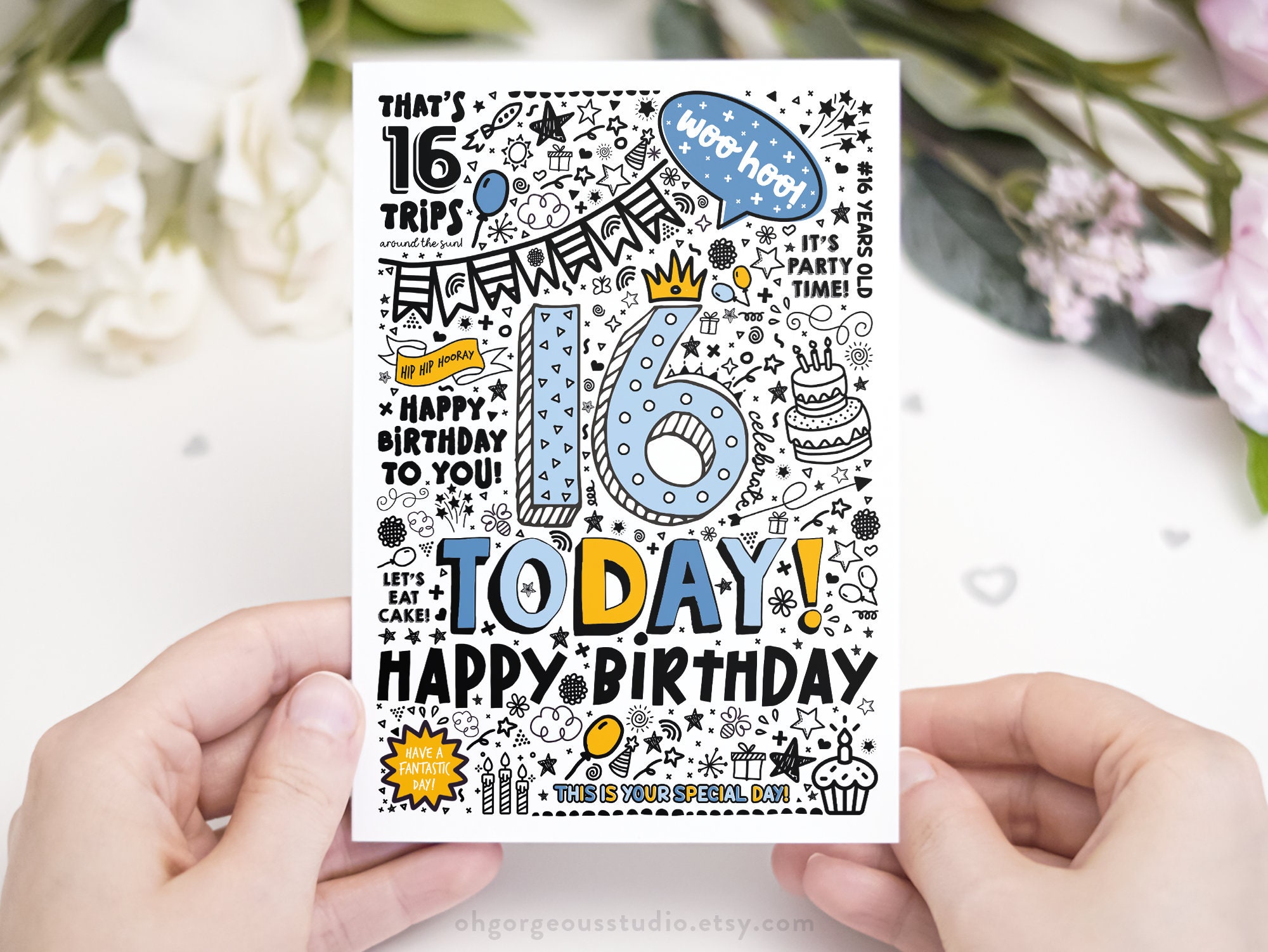 printable-16th-birthday-card-instant-download-printable-card-for-16th-birthday-digital-download-doodle-style-printable-birthday-card-etsy for Sweet Sixteen Birthday Cards Free Printable Printable 16th Birthday Card | Instant Download Printable Card for 16th Birthday, Digital Download, Doodle Style Printable Birthday Card - Etsy for Sweet Sixteen Birthday Cards Free Printable