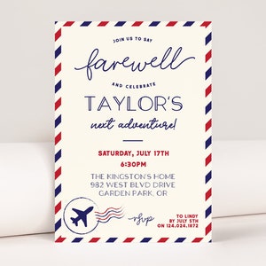 Editable Farewell Party Invitation: Printable Airplane Theme (Digital Download)
