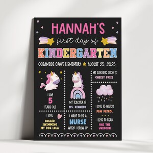Unicorn First Day of School Sign: Editable Photo Prop (digital Download ...