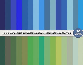 Paquete de papel texturizado azul y verde, 30 fondos para scrapbooking bíblico (descarga digital)