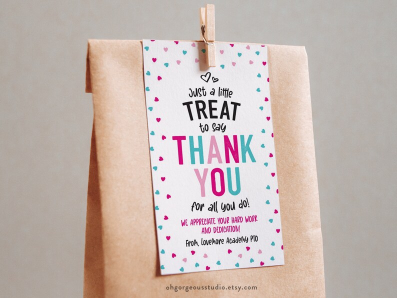 Printable Thank You Gift Tag Editable Gift Tag for Employee ...