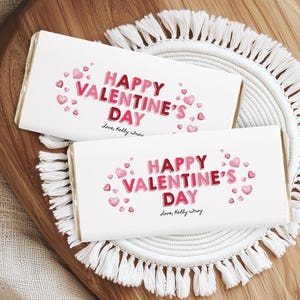 Cute Valentine&#39;s Day Chocolate Bar Wrapper Template, Printable Hearts Candy Bar Label, Editable School Chocolate Valentine, Instant Download