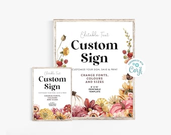 Thanksgiving Custom Sign: Autumn Floral Template (Digital Download)