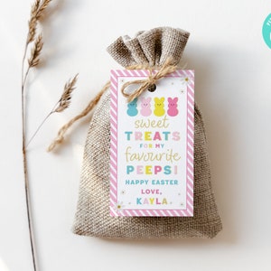 Afdrukbare zoete traktatie voor mijn favoriete PEEP | Kids Easter Holiday Gift Tag voor klasvriend School, aanpassen in Corjl, digitale download