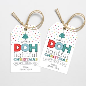Druckbare DOH Lightful Weihnachtsknete Geschenkanhänger | Geschenkanhänger Weihnachten Urlaub Knetmasse Lehrer für Schüler Klassenzimmer Vorschule Geschenkanhänger ohne Süßigkeiten