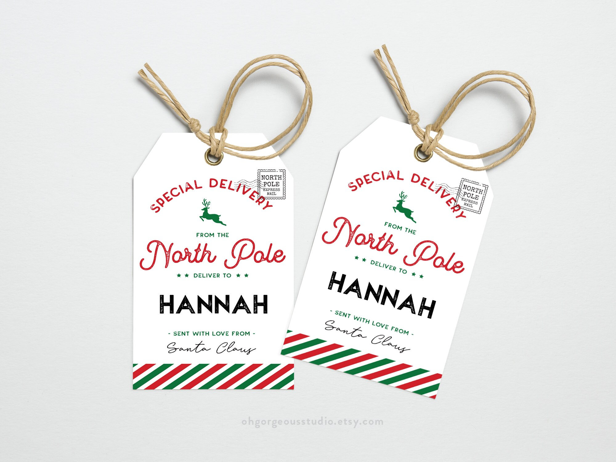 Personalized Christmas Tags, Christmas Gift Tag, Holiday Tags