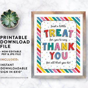 Teacher Appreciation Treat Sign: Thank You Printable (8x10) - Etsy