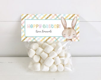Adornos editables para bolsas de dulces de Pascua: Conejito para el aula (imprimibles)