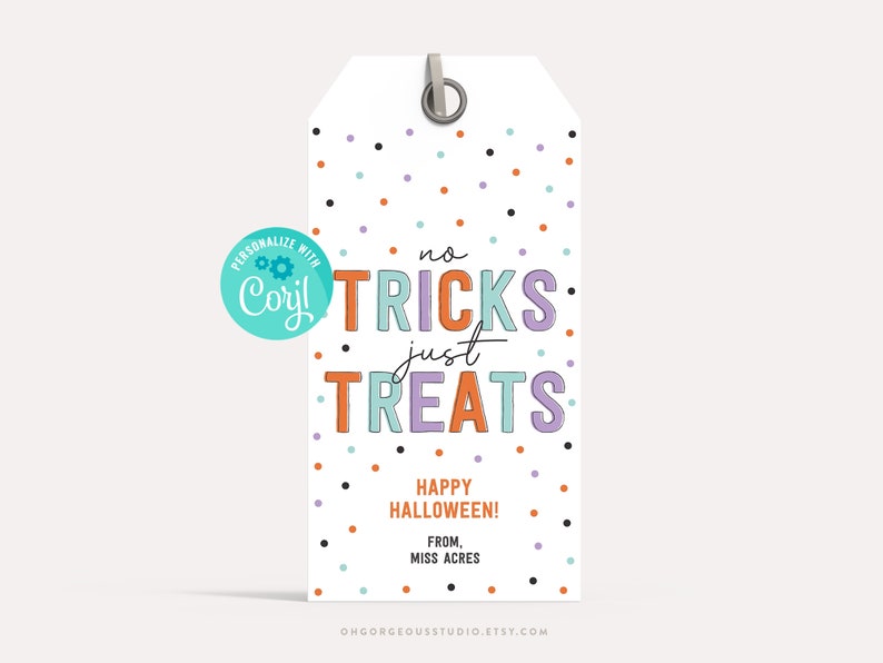 Editable Halloween Gift Tag | No Tricks Just Treats (printable) - Etsy