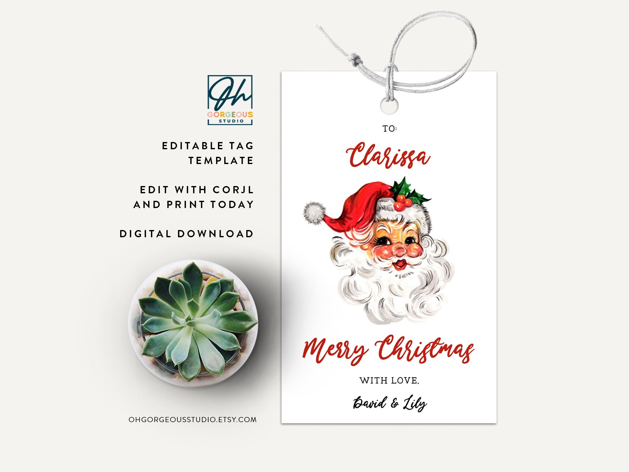 Editable Santa Christmas Gift Tag Template | Printable Holiday Label ...