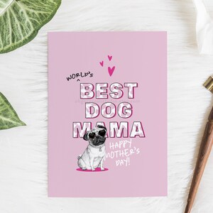 O melhor Mama Printable Cartão do mundo de <br> Entrega Rápida? Cartão de dia das mães para mãe de cachorro, crianças de pele para o dia das mães, impressão de mãe de pug, cartão digital para mãe de pele, download instantâneo