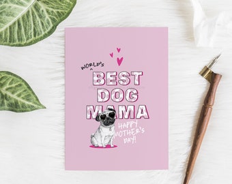 World's Best Mama Printable Card | Dog Mom Mothers Day Card, Mother's Day fur-kids, Pug Mum Print, Digital Card Fur mom, Instant Download