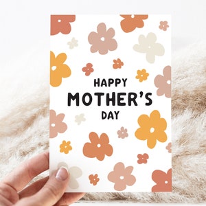 Tarjeta feliz del Día de la Madre, Tarjeta imprimible para mamá, Descarga instantánea del Día de la Madre Boho, Imprimir en casa Descarga digital Tarjeta de flores simple para mamá