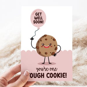 One Tough Cookie gute Besserung Karte | Rosa Get Well Karte, sofortiger Download druckbare Karte, süße Keks schnelle Genesung DIY get Well Geschenk