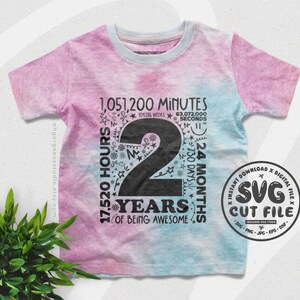 2 Jahre Kinder SVG digitaler Download, benutzerdefinierte 2. Geburtstag Shirt Druck, geschnitten Datei für Kinder TShirt, sofortiger Download, Tshirt Design für Kinder, HTV
