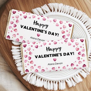 Valentine&#39;s Day Chocolate Bar Wrapper Template, Printable Hearts Candy Bar Label, Editable School Chocolate Valentine Canva Instant Download