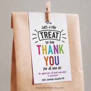 Printable Thank You Gift Tag | Editable Gift Tag for Employee ...