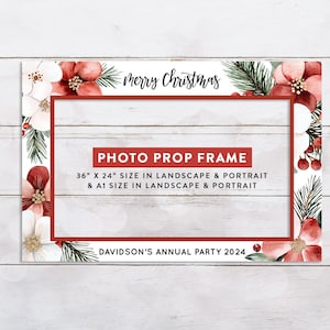 Editable Christmas Photo Prop Frame Template, Custom Merry Christmas Frame, Party Prop Holiday Frame Large Christmas Party Photo Frame Print