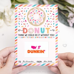 Teacher Appreciation Printable Donut Teacher Appreciation Gift Card ...