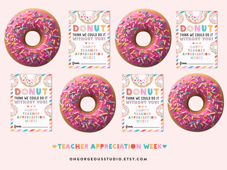 Teacher Appreciation Printable Donut Teacher Appreciation Etsy