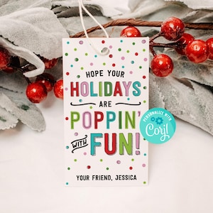 Poppin' Holidays Gift Tag: Printable Christmas Tag (editable, PDF) - Etsy