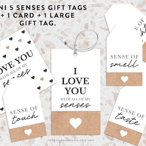5 Senses Gift Tags | Gift for Boyfriend Girlfriend Husband or Wife. Perfect Birthday and Anniversary Gift For loved ones. Instant Download.
