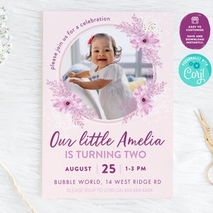 Editable Photo Invitation For Any Age  Birthday | Printable Birthday Invitation, Birthday Invite, Photo Birthday Invitation Template