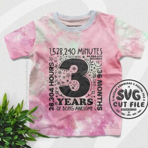 3. Geburtstag Shirt SVG | 3 Jahre alt Happy Birthday SVG Tage Monate T Shirt Vinyl geschnitten Datei digitaler Download Png JPG Geburtstag Party Shirt
