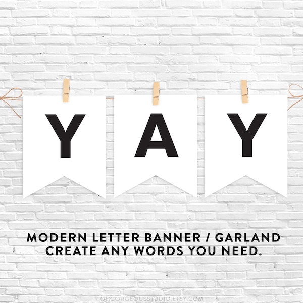 Modern DIY Printable Banner in All CAPS | Happy Birthday Banner Baby Shower Garland Welcome Sign DIY Hanging Letters Party Custom Event Sign