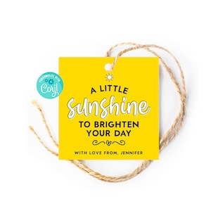 A Little Sunshine To Lighten Your Day Geschenkanhänger, Gelber Sonnenschein Geschenkanhänger, Box Of Sunshine, Geschenkanhänger für Freunde Mitarbeiter Lehrer Personal
