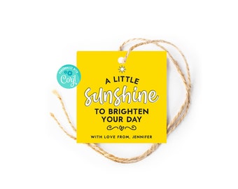 A Little Sunshine To Brighten Your Day Gift Tags, Yellow Sunshine Gift Tag, Box Of Sunshine, Gift Tag For Friends Co-Workers Teacher Staff