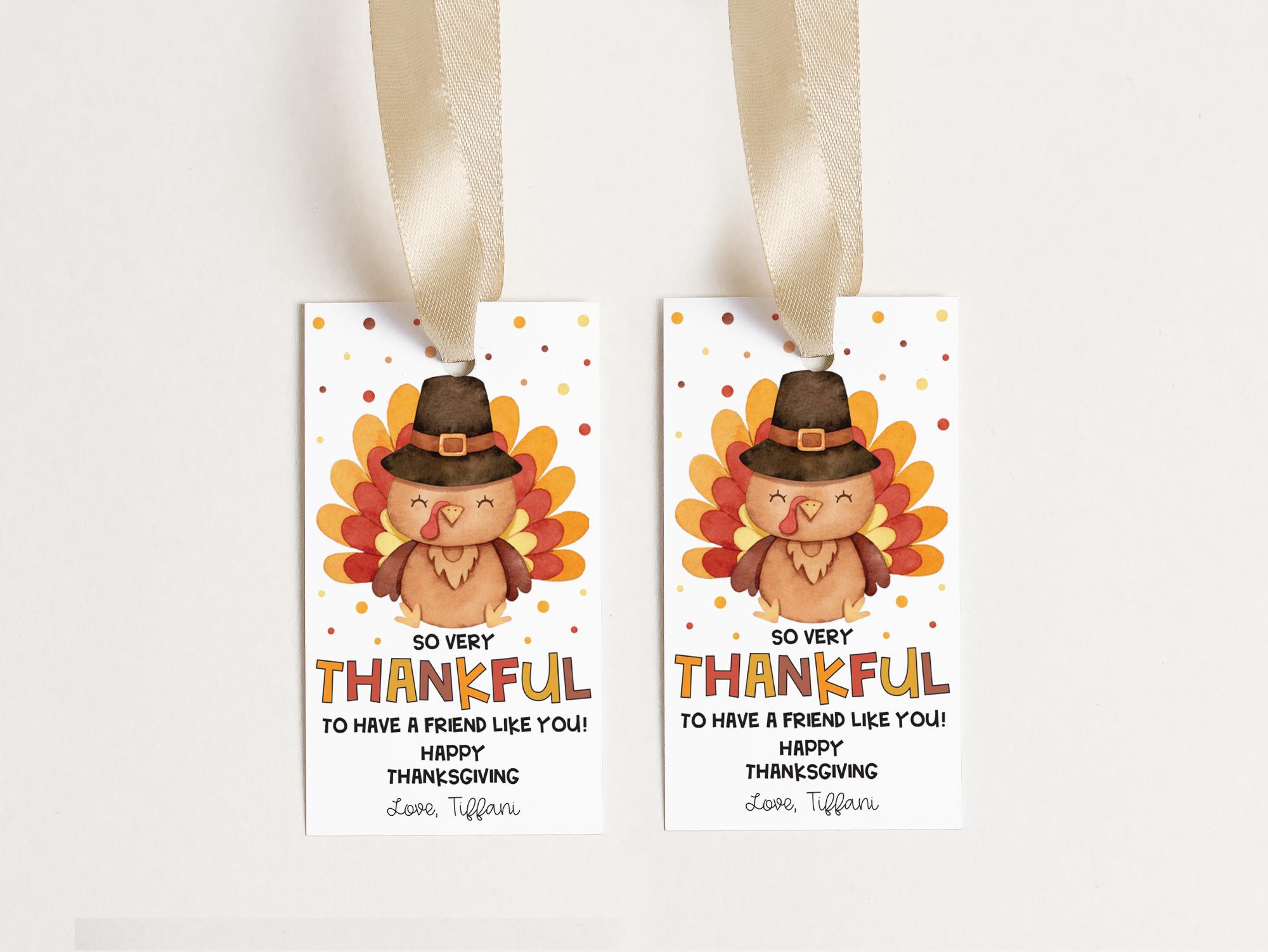 Turkey Tag Email Editable Thanksgiving Turkey Gift Tag: Thankful Favor Label (digital ...